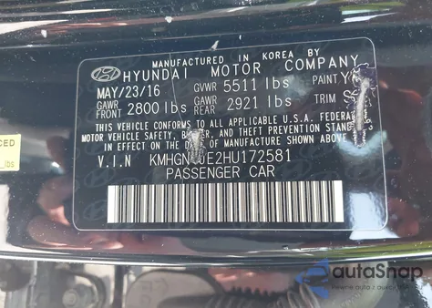 2017 Genesis G80 3.8 from USA, damaged, VIN KMHGN4JE2HU172581